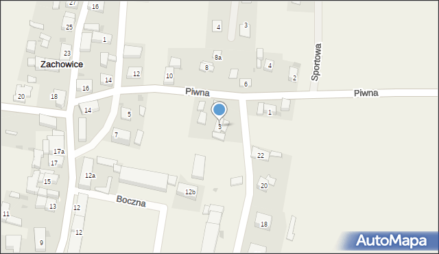 Zachowice, Piwna, 3, mapa Zachowice