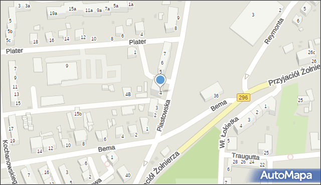 Żagań, Piastowska, 4, mapa Żagań