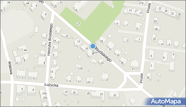 Żagań, Piłsudskiego Józefa, marsz., 16, mapa Żagań