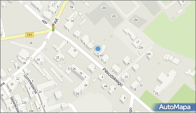 Żagań, Piłsudskiego Józefa, marsz., 9, mapa Żagań