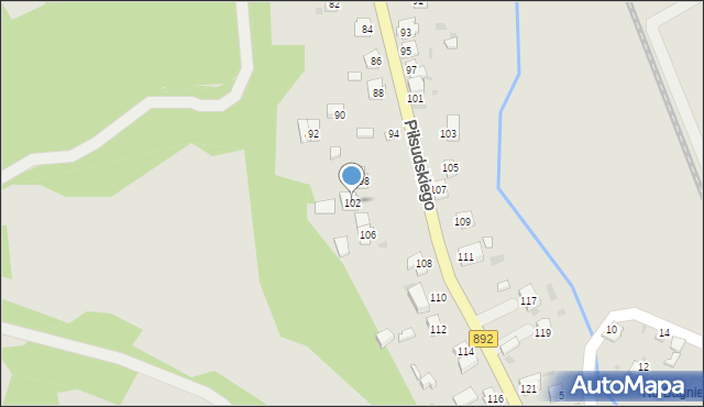 Zagórz, Piłsudskiego Józefa, marsz., 102, mapa Zagórz