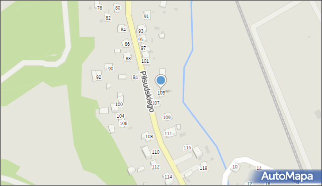 Zagórz, Piłsudskiego Józefa, marsz., 105, mapa Zagórz