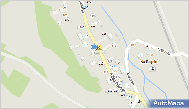 Zagórz, Piłsudskiego Józefa, marsz., 114A, mapa Zagórz
