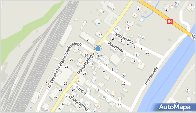 Zagórz, Piłsudskiego Józefa, marsz., 19, mapa Zagórz