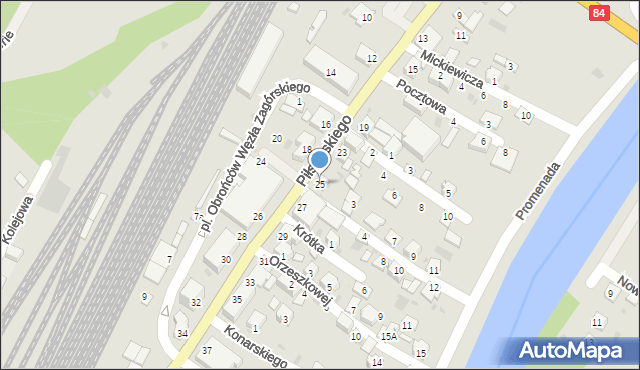 Zagórz, Piłsudskiego Józefa, marsz., 25, mapa Zagórz