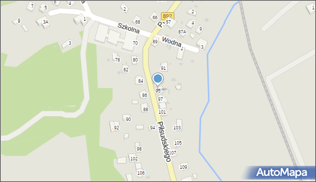 Zagórz, Piłsudskiego Józefa, marsz., 95, mapa Zagórz