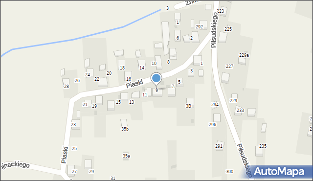 Zagórze, Piaski, 9, mapa Zagórze