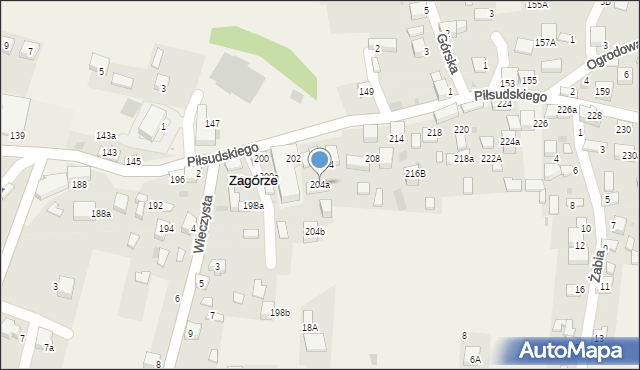 Zagórze, Piłsudskiego Józefa, marsz., 204a, mapa Zagórze
