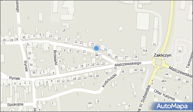Zakliczyn, Piłsudskiego Józefa, marsz., 14, mapa Zakliczyn