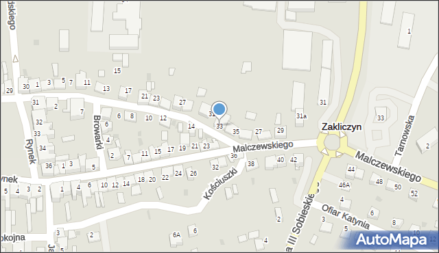 Zakliczyn, Piłsudskiego Józefa, marsz., 33, mapa Zakliczyn