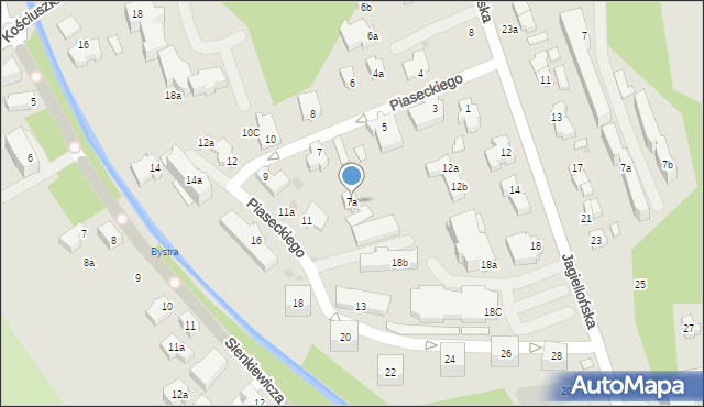 Zakopane, Piaseckiego Wenantego, 7a, mapa Zakopanego