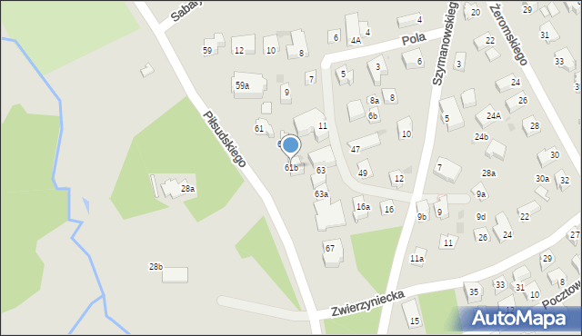 Zakopane, Piłsudskiego Józefa, marsz., 61b, mapa Zakopanego