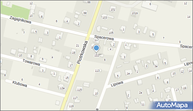 Żakowice, Piotrkowska, 111, mapa Żakowice