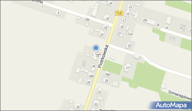 Żakowice, Piotrkowska, 24, mapa Żakowice