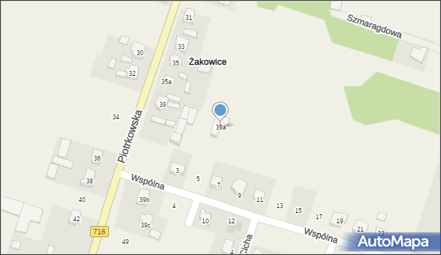 Żakowice, Piotrkowska, 39a, mapa Żakowice
