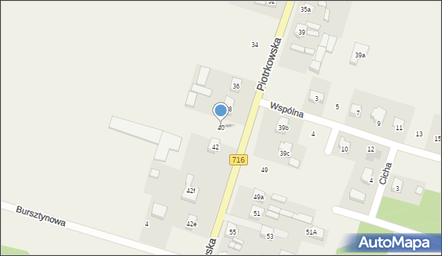 Żakowice, Piotrkowska, 40, mapa Żakowice