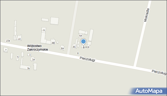 Zakroczym, Pieczoługi, 6, mapa Zakroczym
