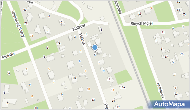 Zalesie Górne, Piękna, 5, mapa Zalesie Górne