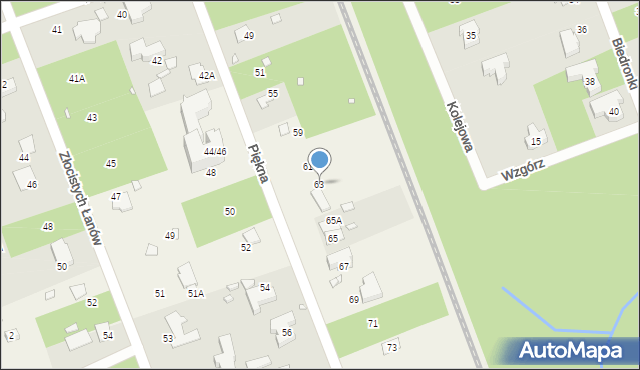 Zalesie Górne, Piękna, 63, mapa Zalesie Górne