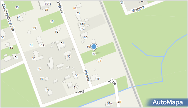 Zalesie Górne, Piękna, 71, mapa Zalesie Górne