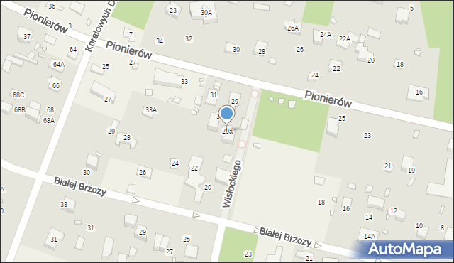 Zalesie Górne, Pionierów, 29a, mapa Zalesie Górne