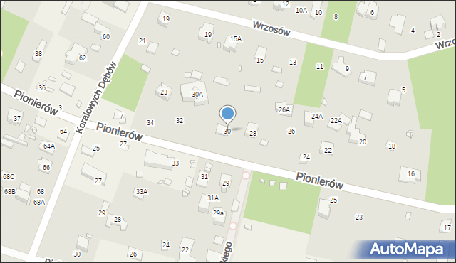 Zalesie Górne, Pionierów, 30, mapa Zalesie Górne