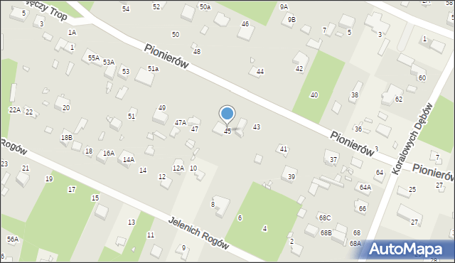 Zalesie Górne, Pionierów, 45, mapa Zalesie Górne