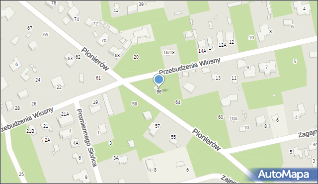 Zalesie Górne, Pionierów, 66, mapa Zalesie Górne