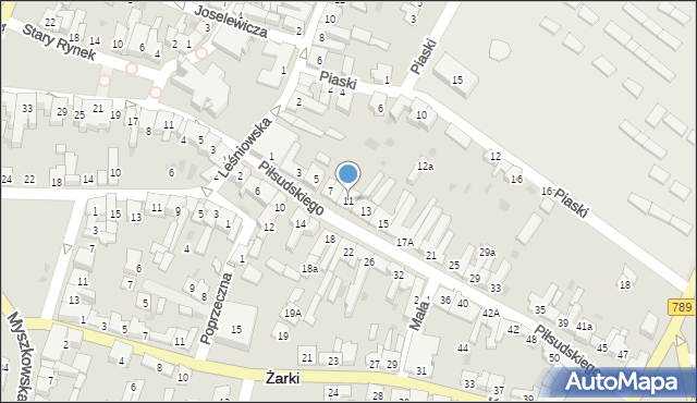 Żarki, Piłsudskiego Józefa, marsz., 11, mapa Żarki