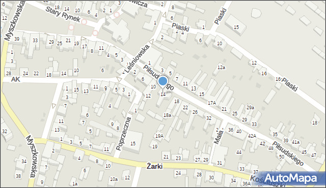Żarki, Piłsudskiego Józefa, marsz., 14, mapa Żarki