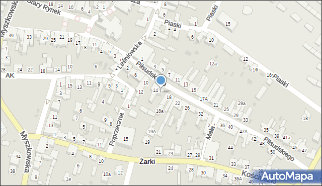 Żarki, Piłsudskiego Józefa, marsz., 16, mapa Żarki