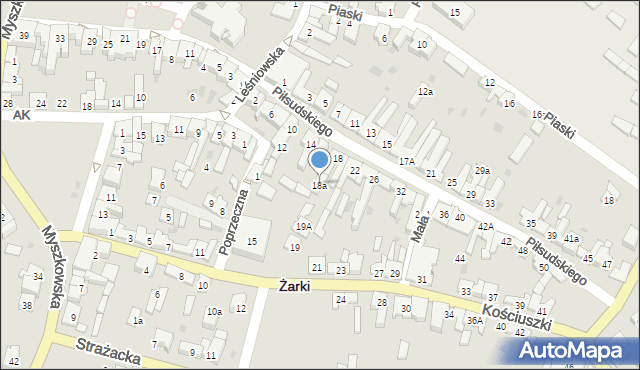 Żarki, Piłsudskiego Józefa, marsz., 18a, mapa Żarki