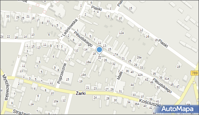 Żarki, Piłsudskiego Józefa, marsz., 22, mapa Żarki