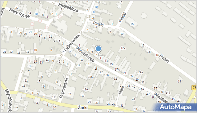 Żarki, Piłsudskiego Józefa, marsz., 9, mapa Żarki
