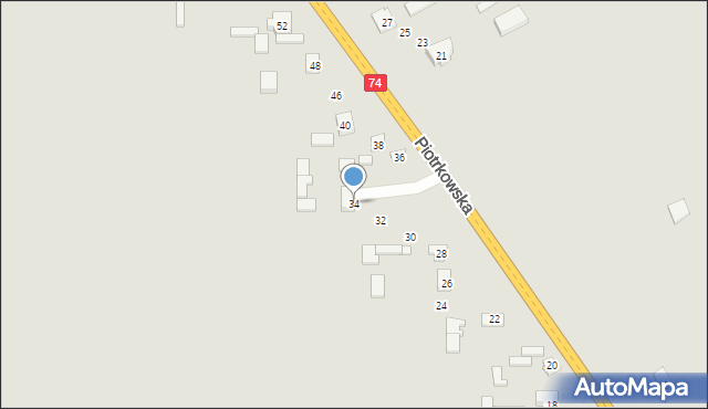 Żarnów, Piotrkowska, 34, mapa Żarnów