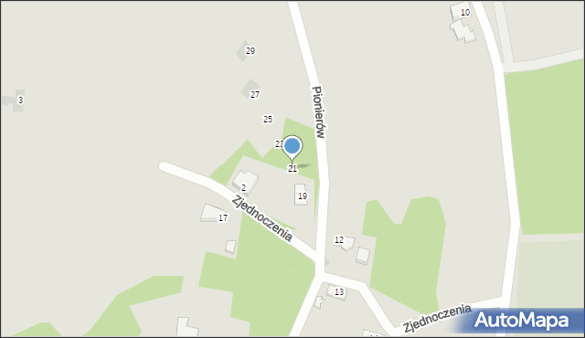 Żary, Pionierów, 21, mapa Żary