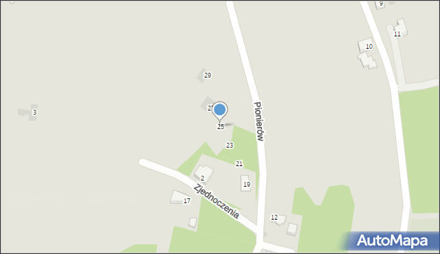 Żary, Pionierów, 25, mapa Żary