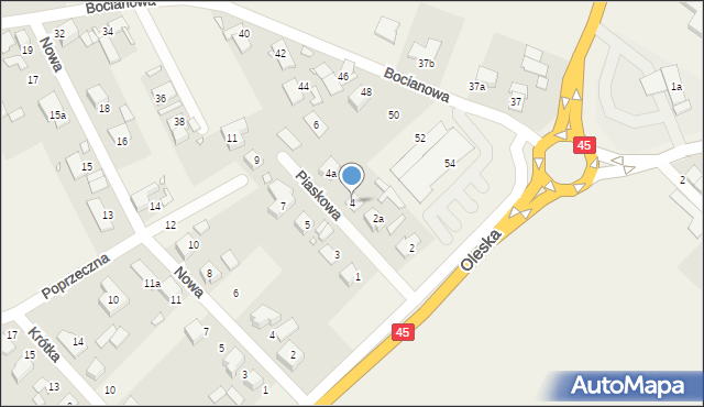 Zawada, Piaskowa, 4, mapa Zawada