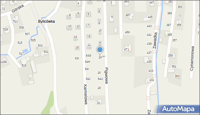 Zawadka, Pigwowa, 14, mapa Zawadka