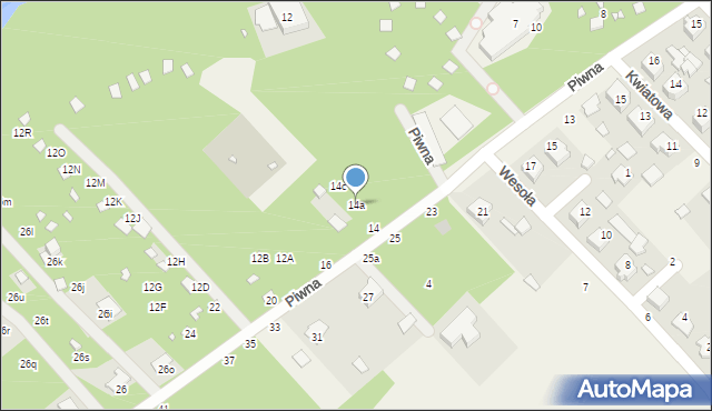 Zawady, Piwna, 14a, mapa Zawady