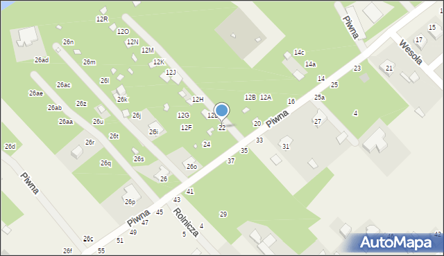 Zawady, Piwna, 22, mapa Zawady