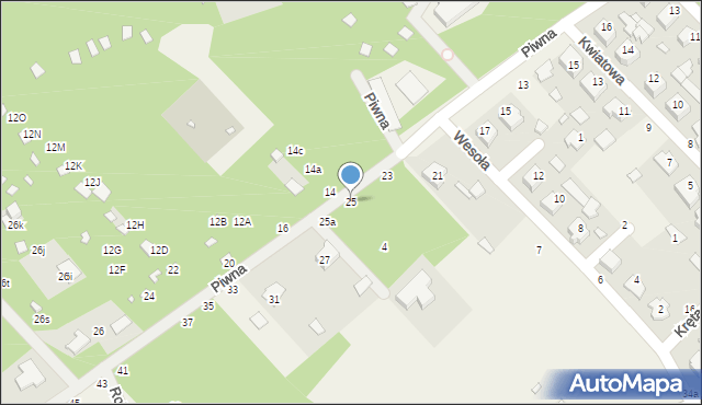 Zawady, Piwna, 25, mapa Zawady