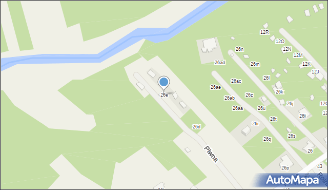 Zawady, Piwna, 26e, mapa Zawady