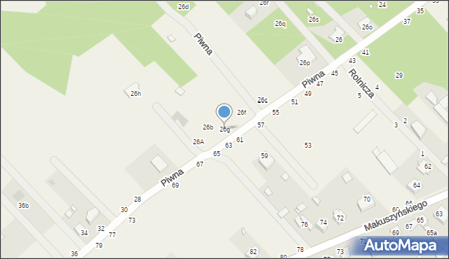 Zawady, Piwna, 26g, mapa Zawady