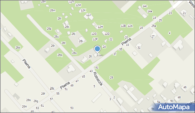 Zawady, Piwna, 26o, mapa Zawady