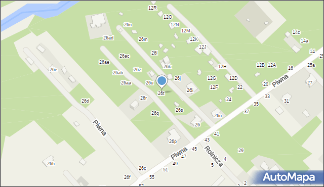 Zawady, Piwna, 26t, mapa Zawady