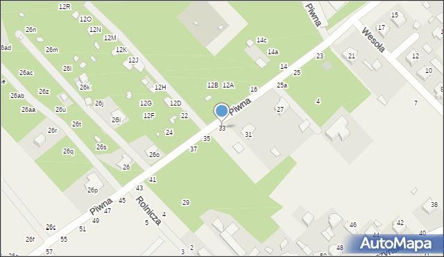 Zawady, Piwna, 33, mapa Zawady