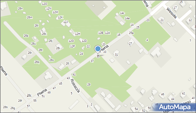 Zawady, Piwna, 35, mapa Zawady