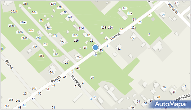 Zawady, Piwna, 37, mapa Zawady