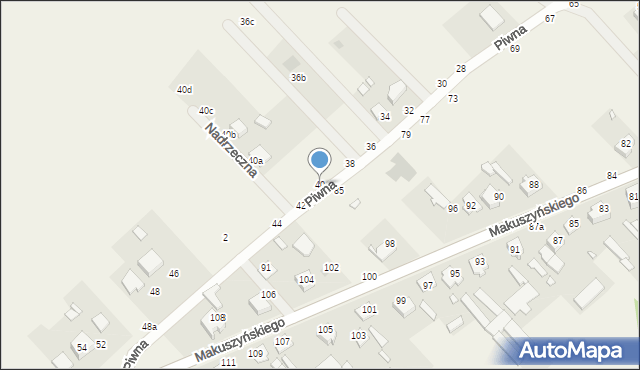 Zawady, Piwna, 40, mapa Zawady
